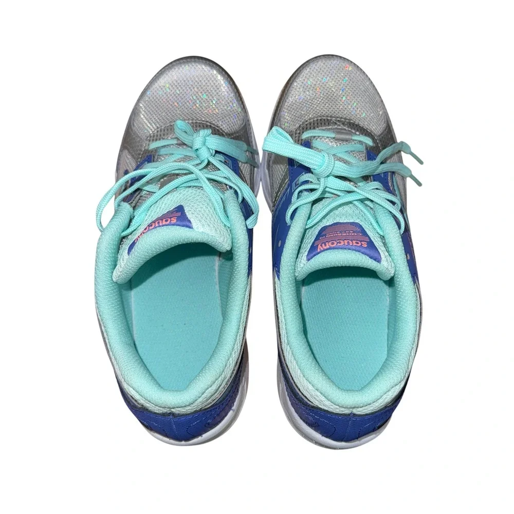 NEW Saucony Cohesion 14 Running Shoes Girls 6M Sneakers Blue Periwinkle SK165555